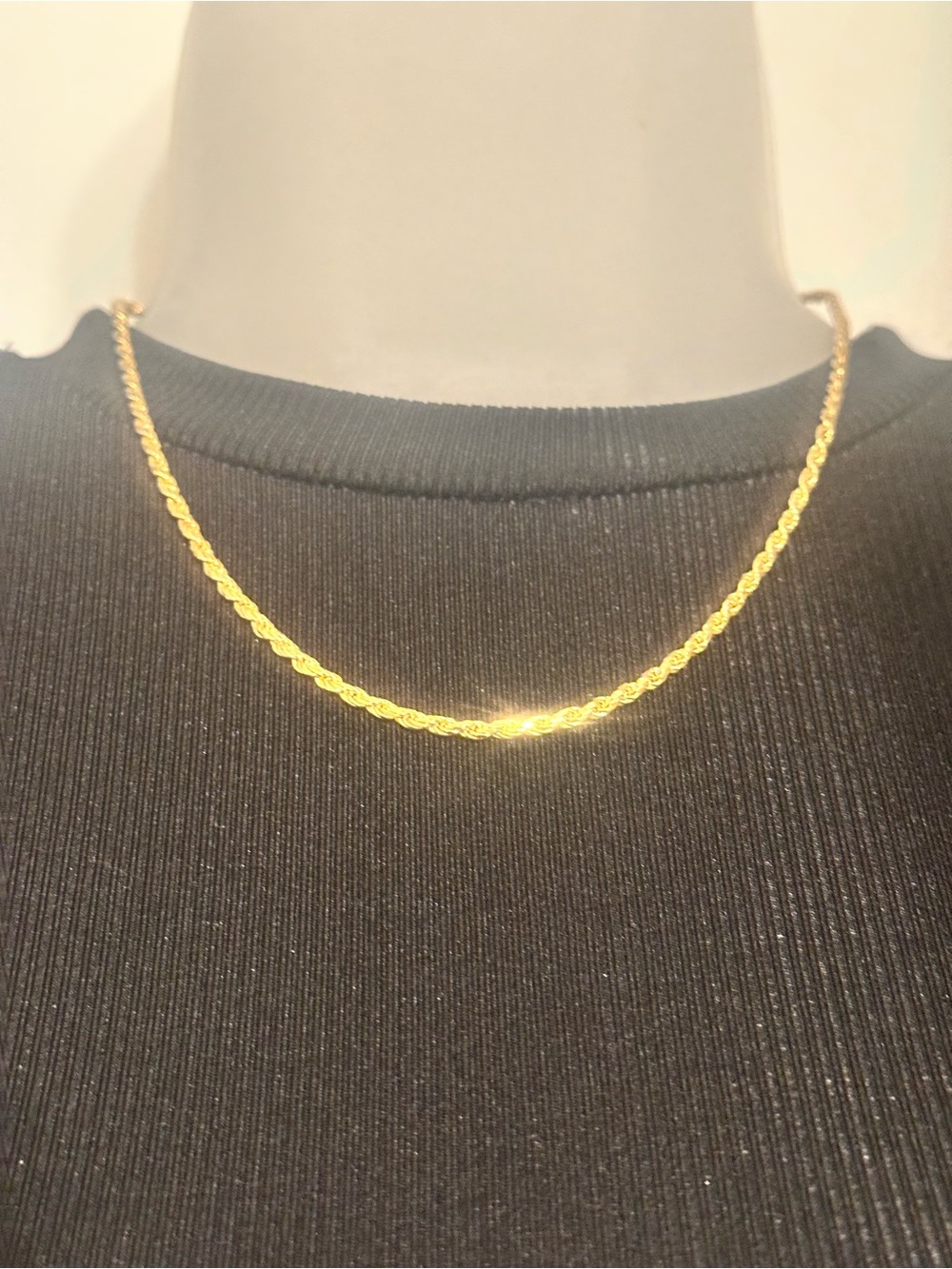 VINTAGE 14Kt Gold Vermeil 925 Italian Diamond Cut 18 Inch Rope Chain Necklace